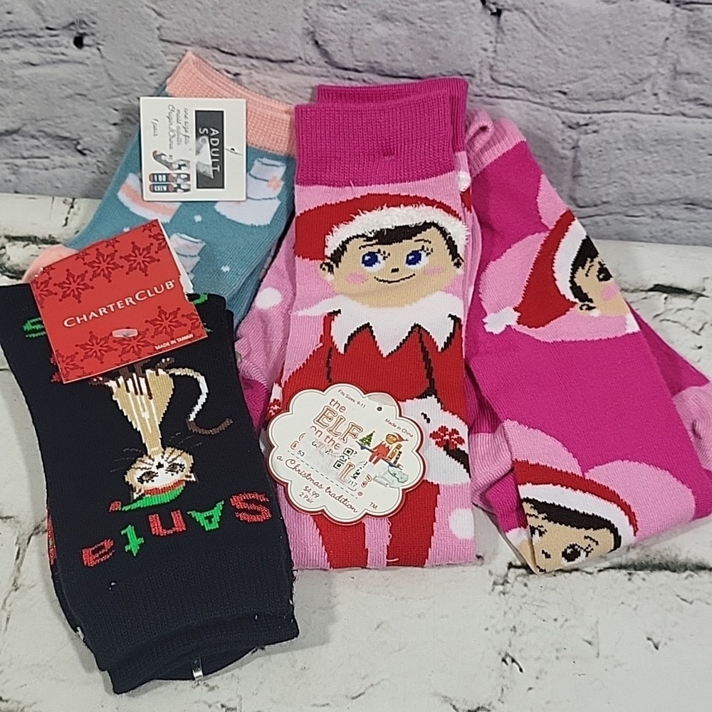 Womens Socks Christmas Holiday I‎ Do Novelty Lot Of 4 Pairs New